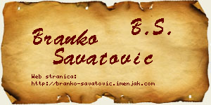 Branko Savatović vizit kartica